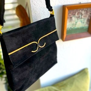 Pierre Cardin vintage leather bag metal embellished